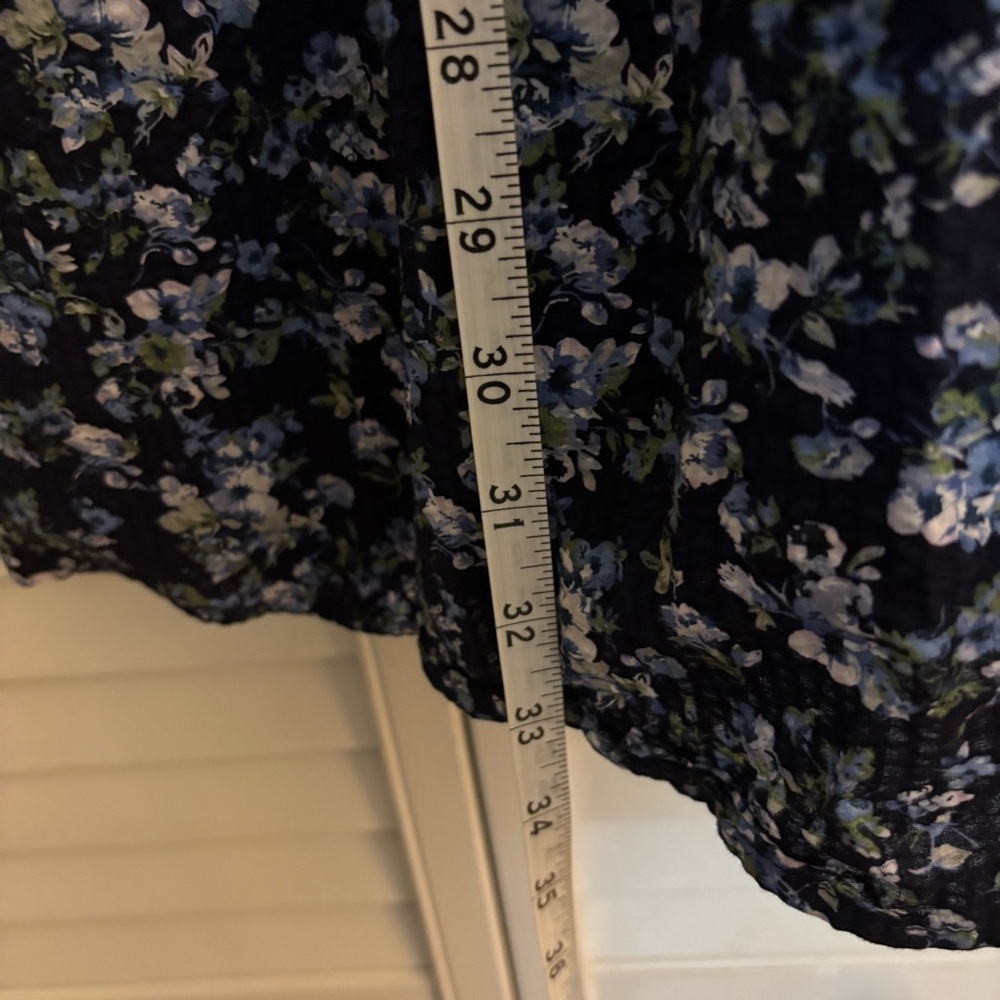 MINKPINK Navy Puff Sleeve Faux Wrap Floral Dress - Picture 7 of 7